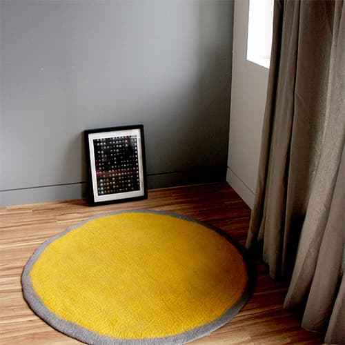 Two Color Yellow Round Felt Rug